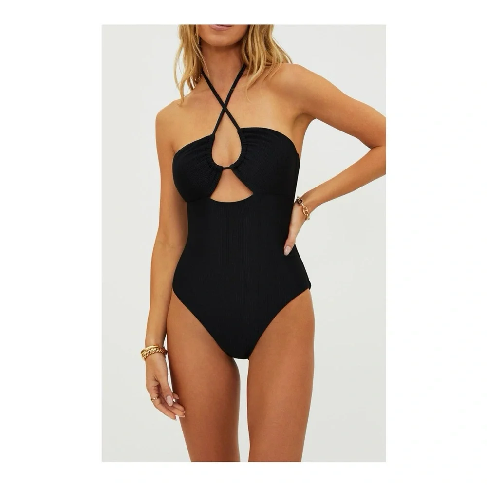 +Beach Riot Black Phoenix One Piece Swimsuit Size Large - Picture 1 of 6